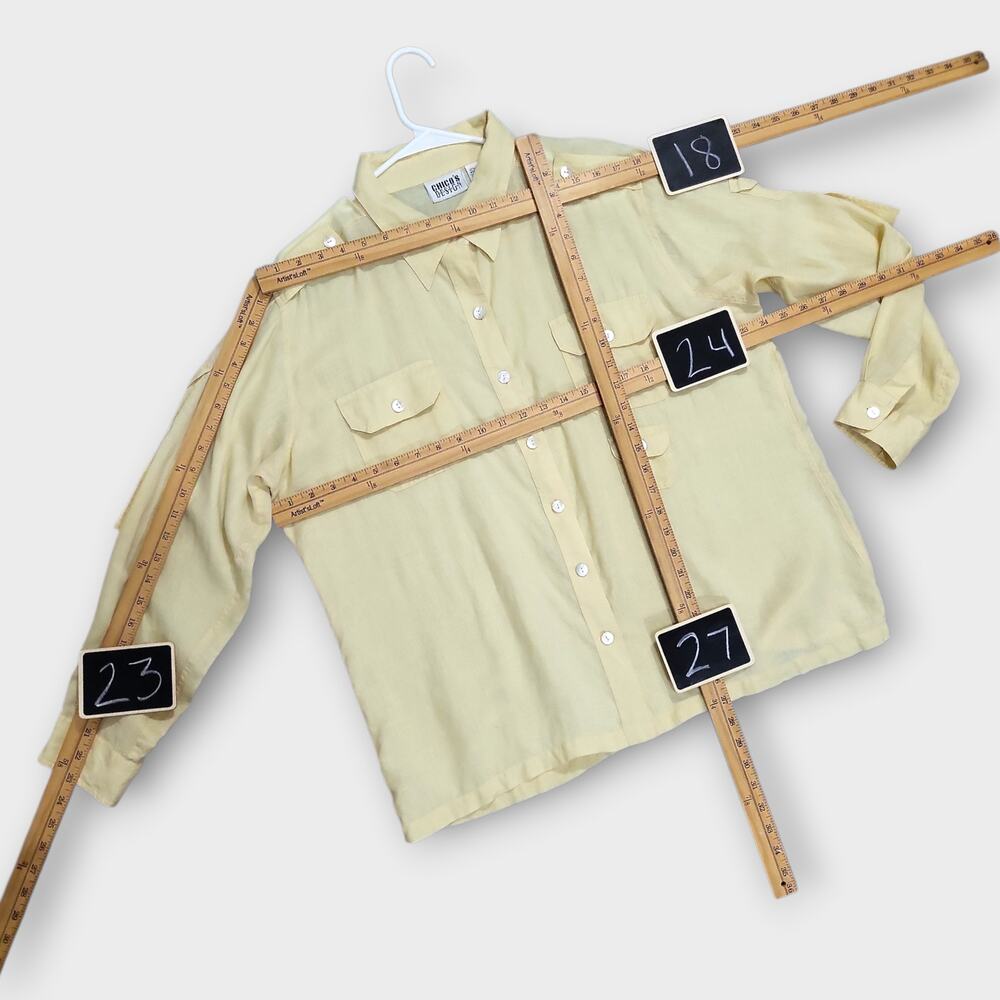 Chico's 100% Linen Button Up Shirt Women's XL 16 Chicos 3 Butter Yellow Casual - Picture 4 of 13